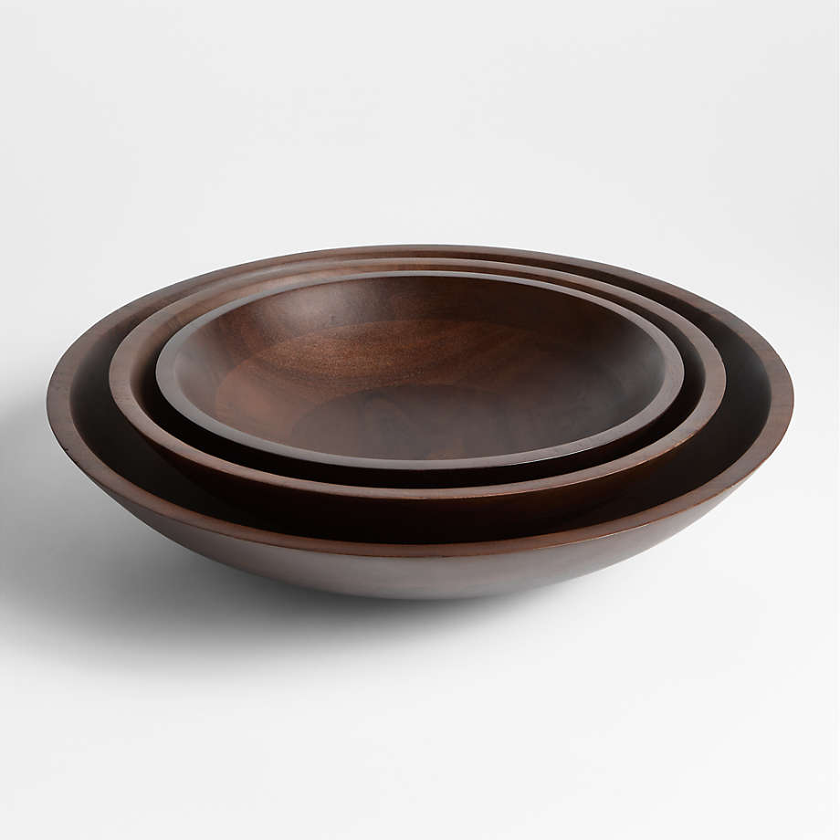 Madeira 14" Walnut-Finished Acacia Wood Salad Serving Bowl